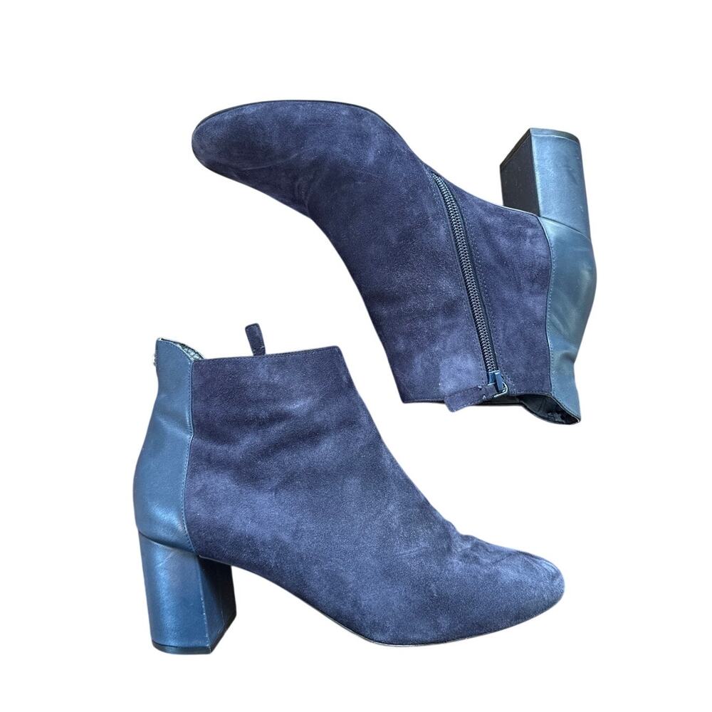 Cole Haan Leather & Suede Navy Blue Booties Size 10 - Picture 2 of 8